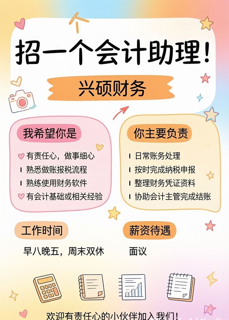 东营兴硕财务咨询有限公司招聘会计助理
